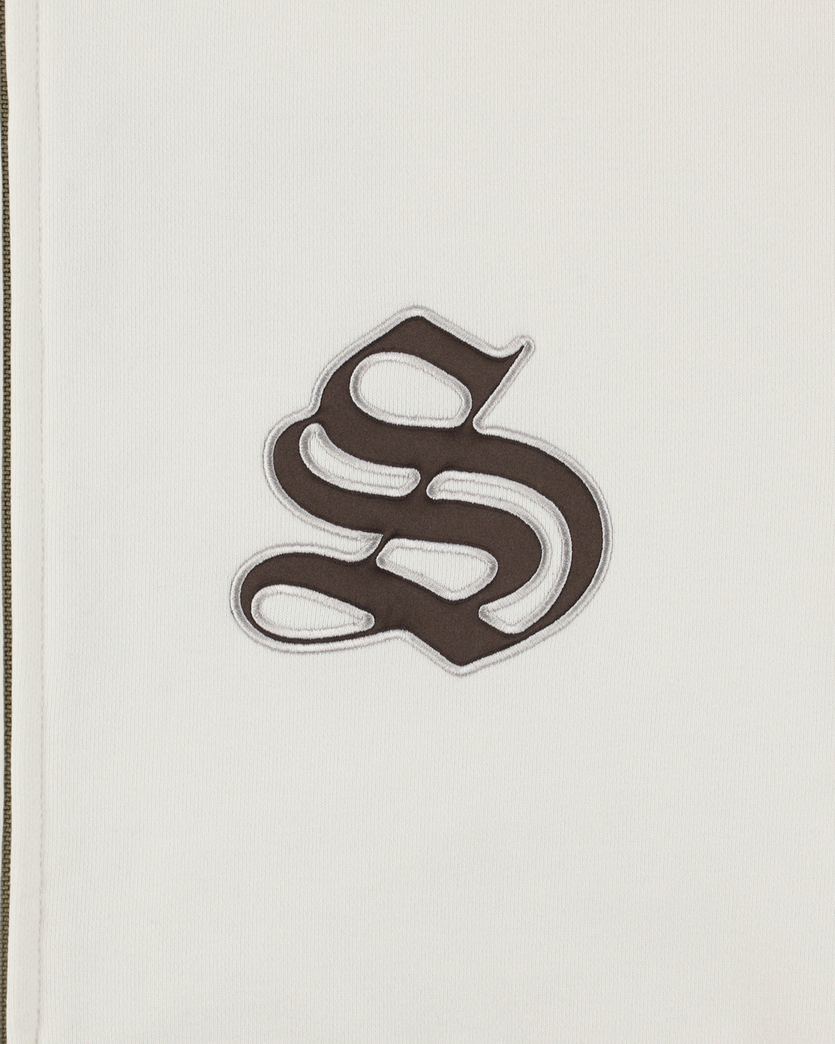 Satin Patch Zip Up Sweatshirt