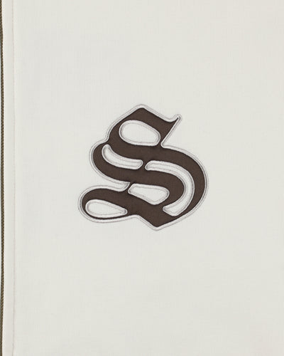 Satin Patch Zip Up Sweatshirt