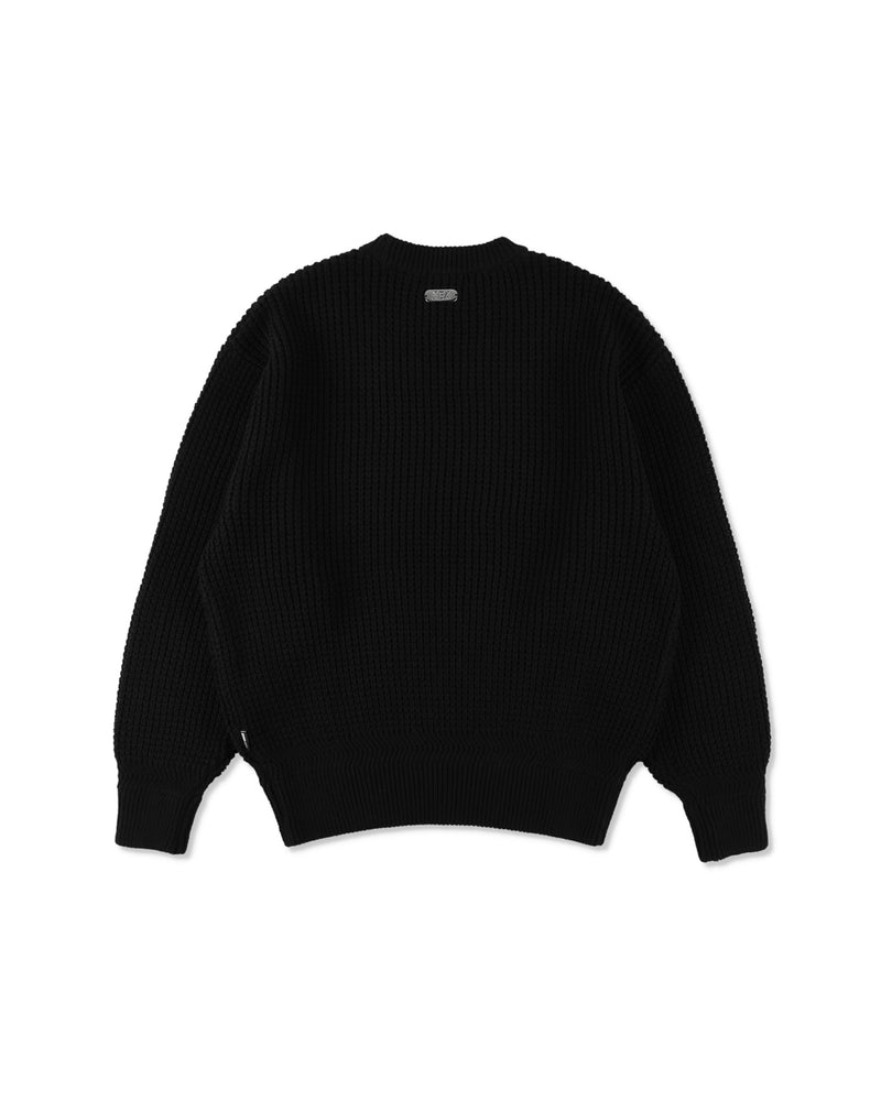 Waffle Crewneck Knit Sweater