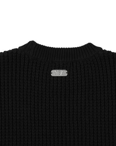 Waffle Crewneck Knit Sweater