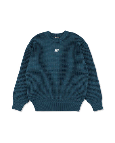 Waffle Crewneck Knit Sweater