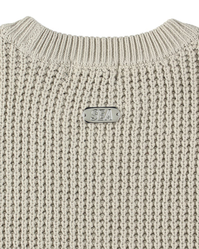 Waffle Crewneck Knit Sweater