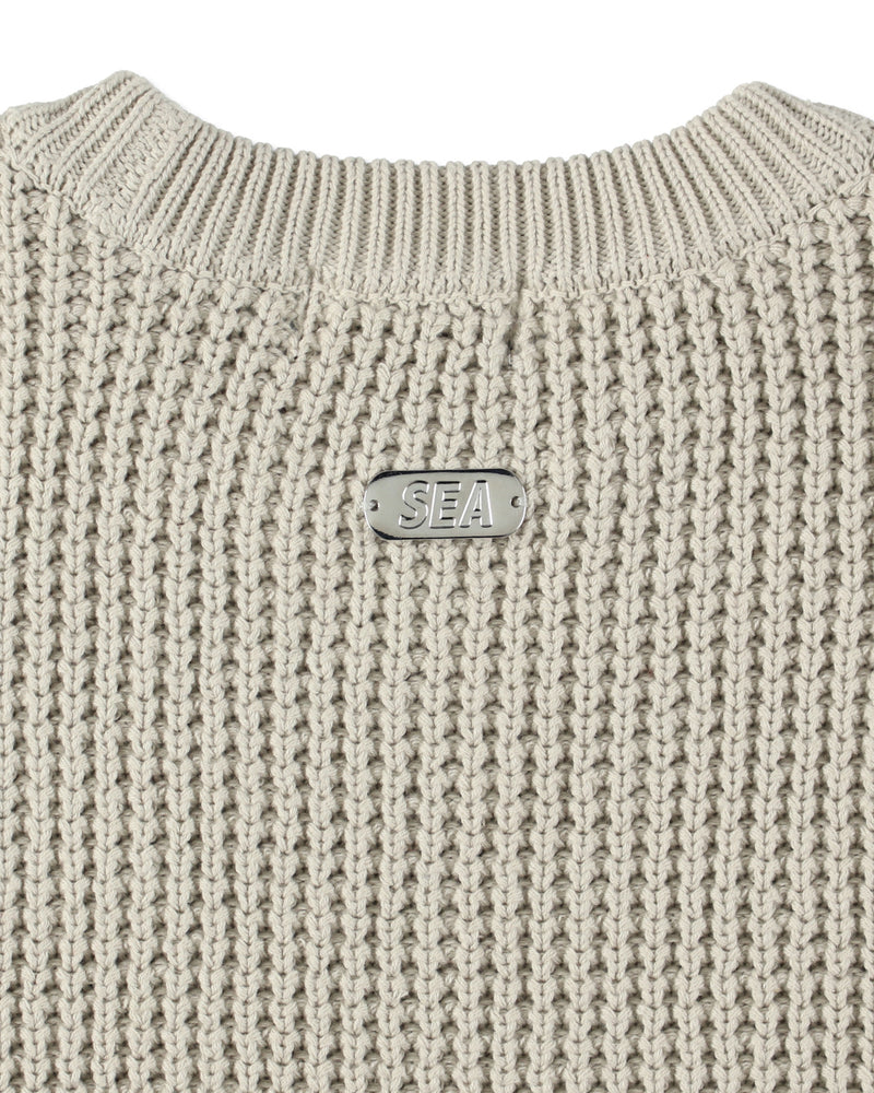 Waffle Crewneck Knit Sweater