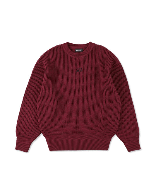 Waffle Crewneck Knit Sweater