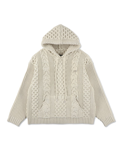 Cable Knit Hooded Sweater