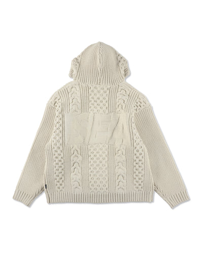 Cable Knit Hooded Sweater