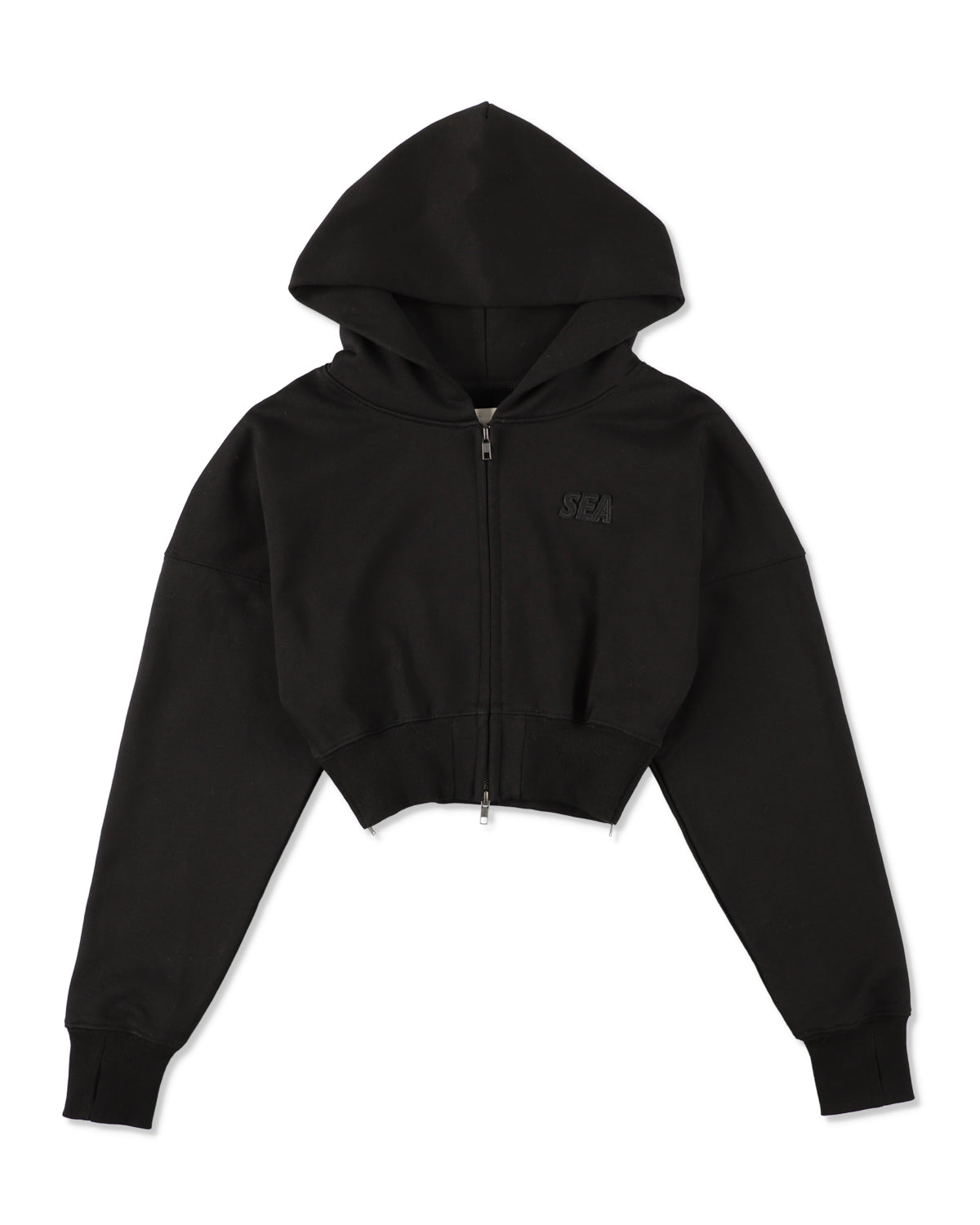 Cozy Zip Cropped Hooded Sweatshirt(Ladies)