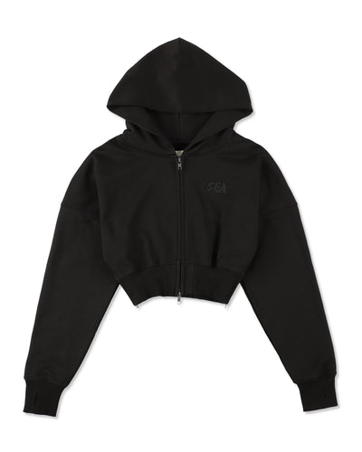 Cozy Zip Cropped Hooded Sweatshirt(Ladies)