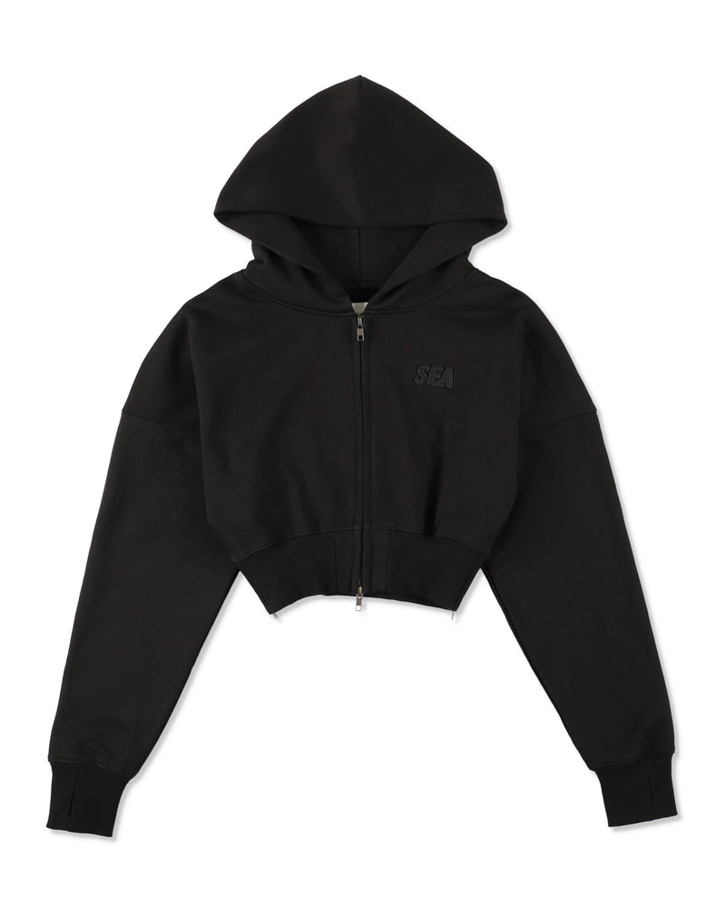 Cozy Zip Cropped Hooded Sweatshirt(Ladies)