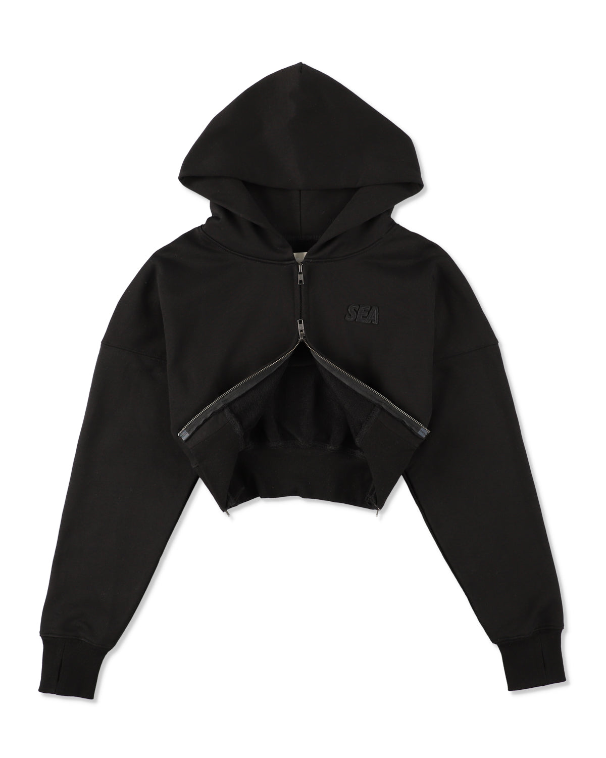 Cozy Zip Cropped Hooded Sweatshirt(Ladies)