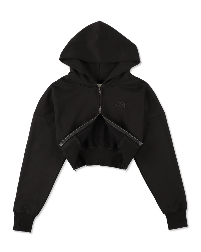 Cozy Zip Cropped Hooded Sweatshirt(Ladies)