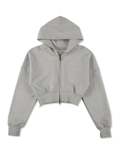 Cozy Zip Cropped Hooded Sweatshirt(Ladies)