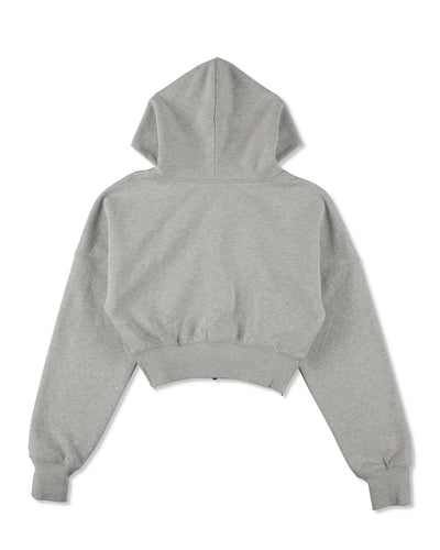 Cozy Zip Cropped Hooded Sweatshirt(Ladies)