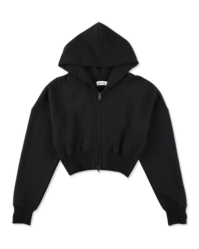 COZY CLOUD ZIP-UP CROPPED HOODED SWEATSHIRT