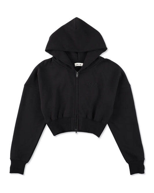 COZY CLOUD ZIP-UP CROPPED HOODED SWEATSHIRT
