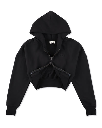 COZY CLOUD ZIP-UP CROPPED HOODED SWEATSHIRT