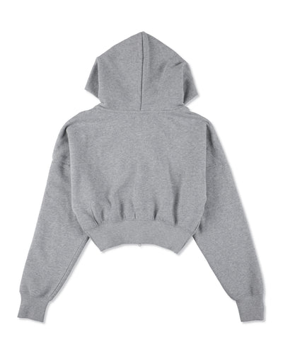 COZY CLOUD ZIP-UP CROPPED HOODED SWEATSHIRT