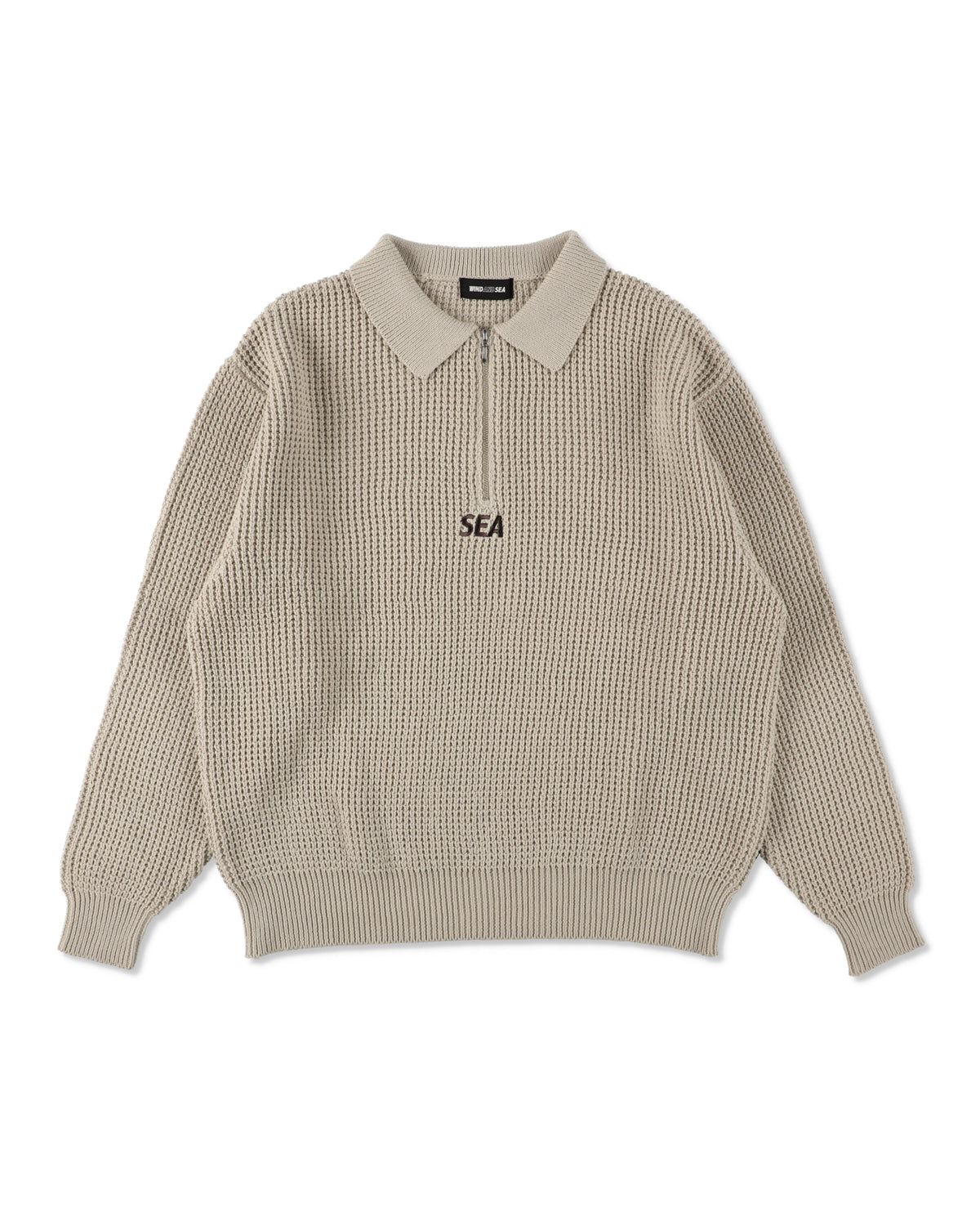 WAFFLE HALF ZIP SWEATER