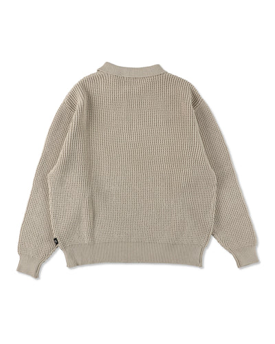 WAFFLE HALF ZIP SWEATER
