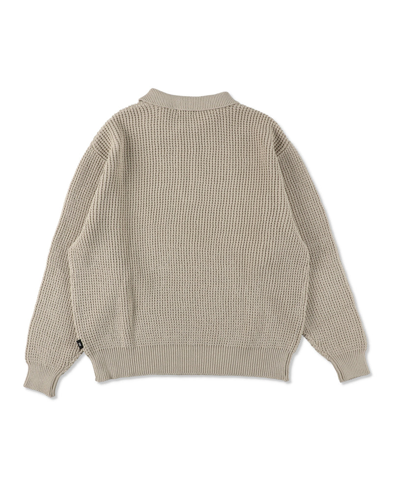 WAFFLE HALF ZIP SWEATER