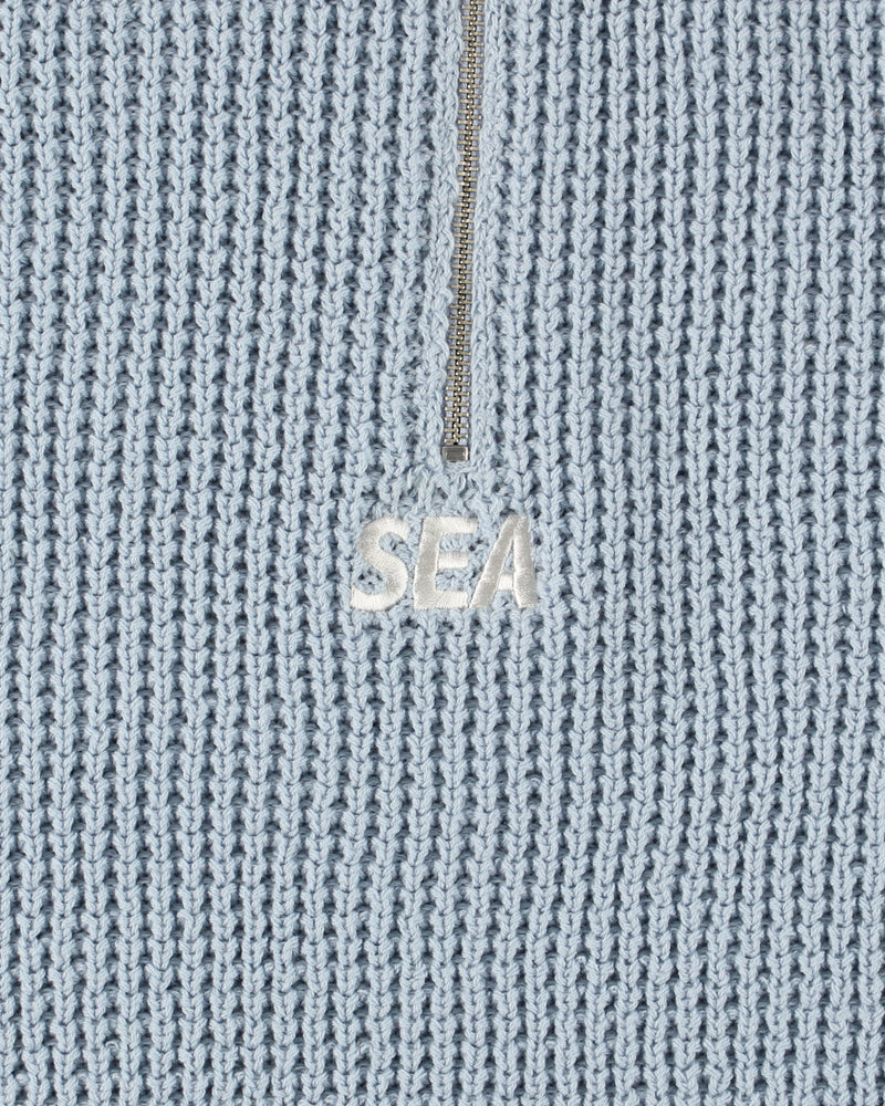 WAFFLE HALF ZIP SWEATER