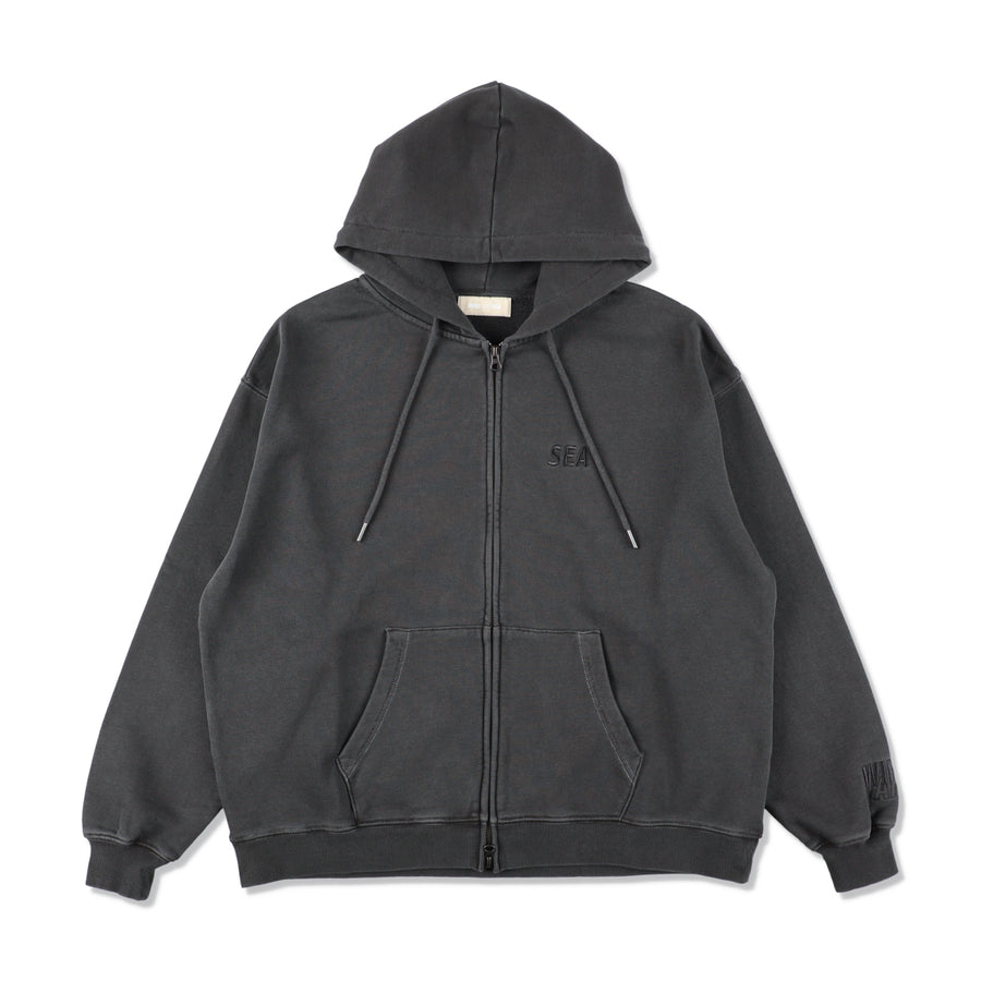 SEA PIGMENT ZIP UP SWEATSHIRT / BLACK