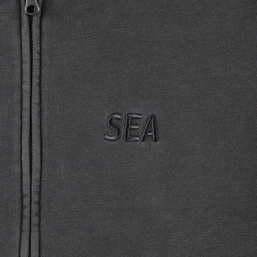 SEA PIGMENT ZIP UP SWEATSHIRT / BLACK