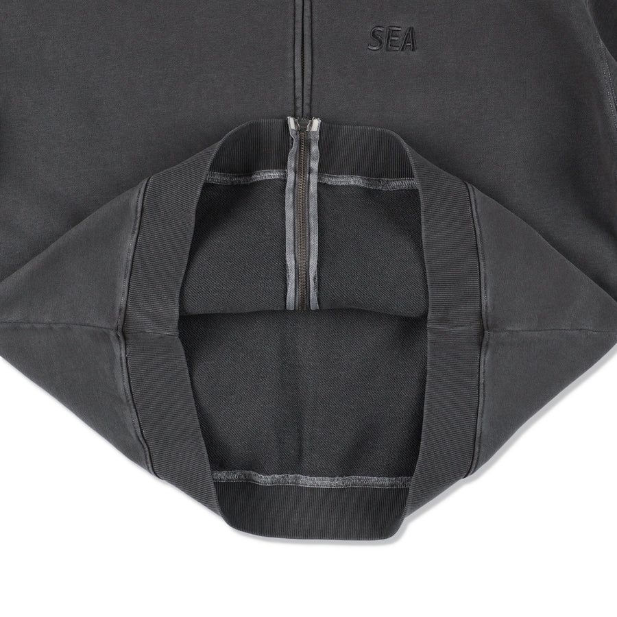 SEA PIGMENT ZIP UP SWEATSHIRT / BLACK