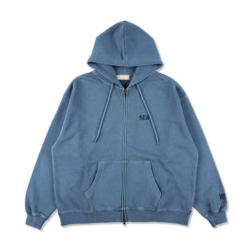 SEA PIGMENT ZIP UP SWEATSHIRT / BLUE