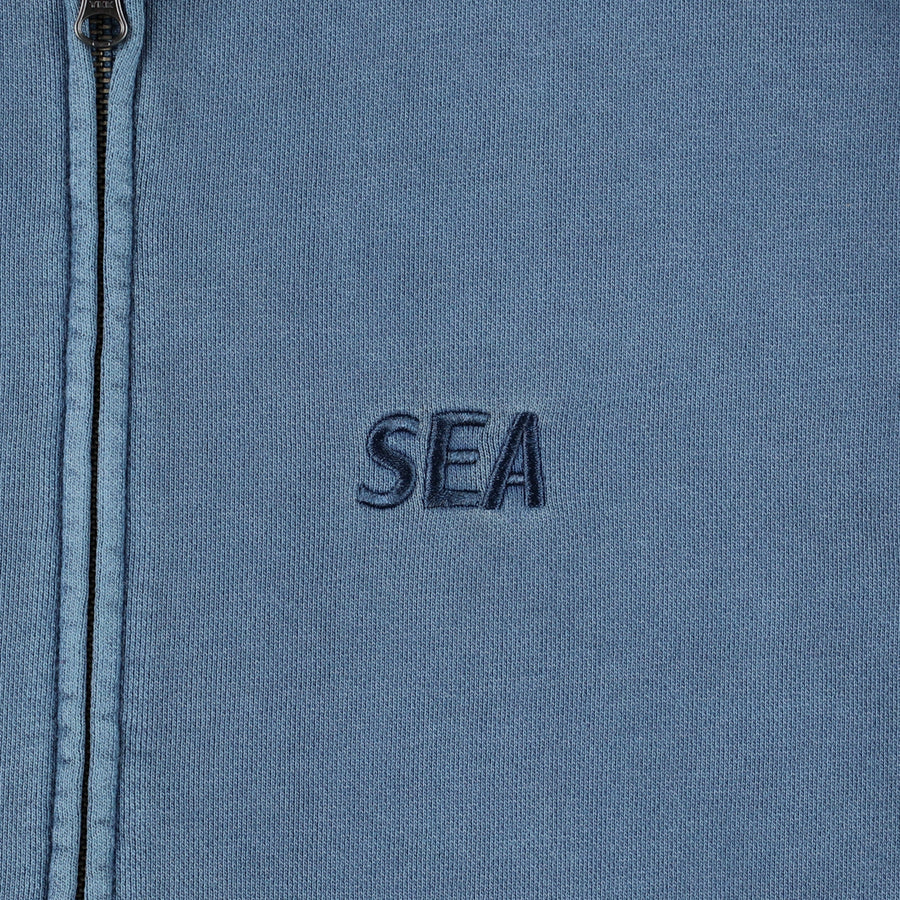 SEA PIGMENT ZIP UP SWEATSHIRT / BLUE