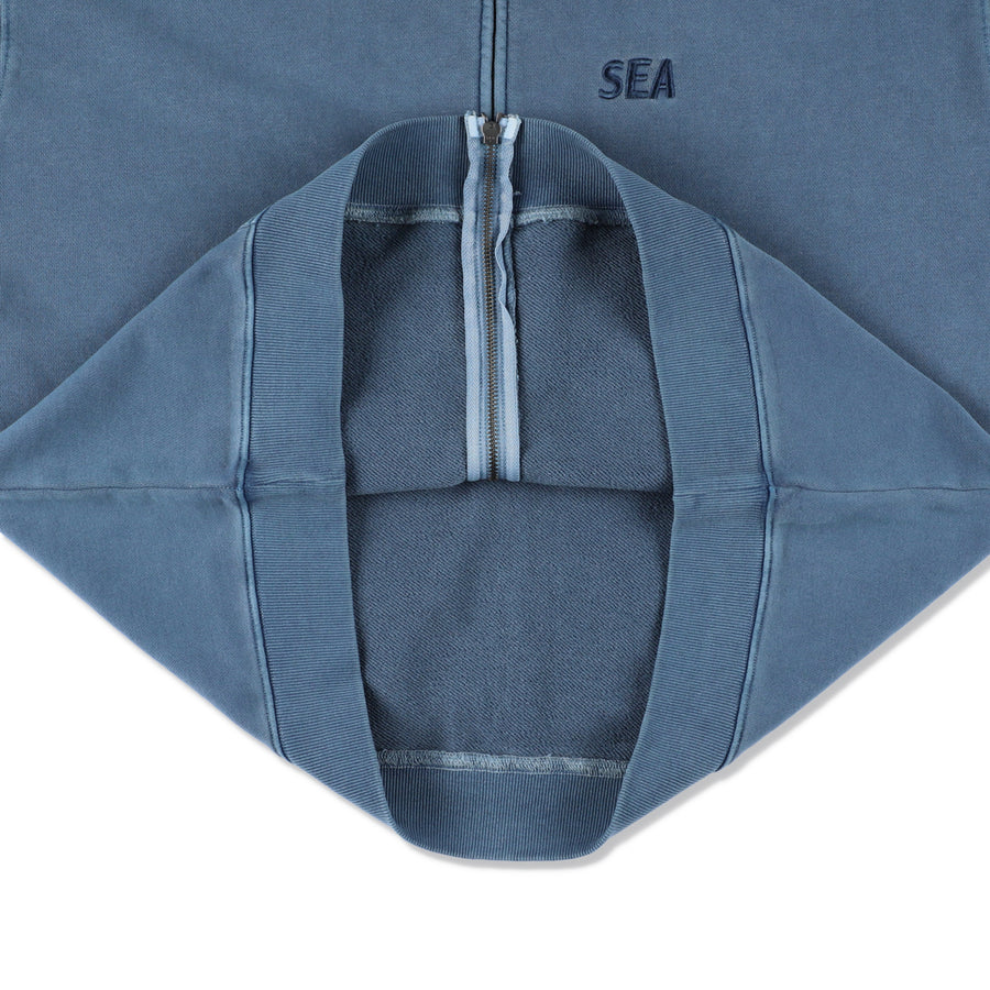 SEA PIGMENT ZIP UP SWEATSHIRT / BLUE