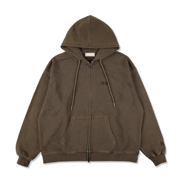 SEA PIGMENT ZIP UP SWEATSHIRT / BROWN