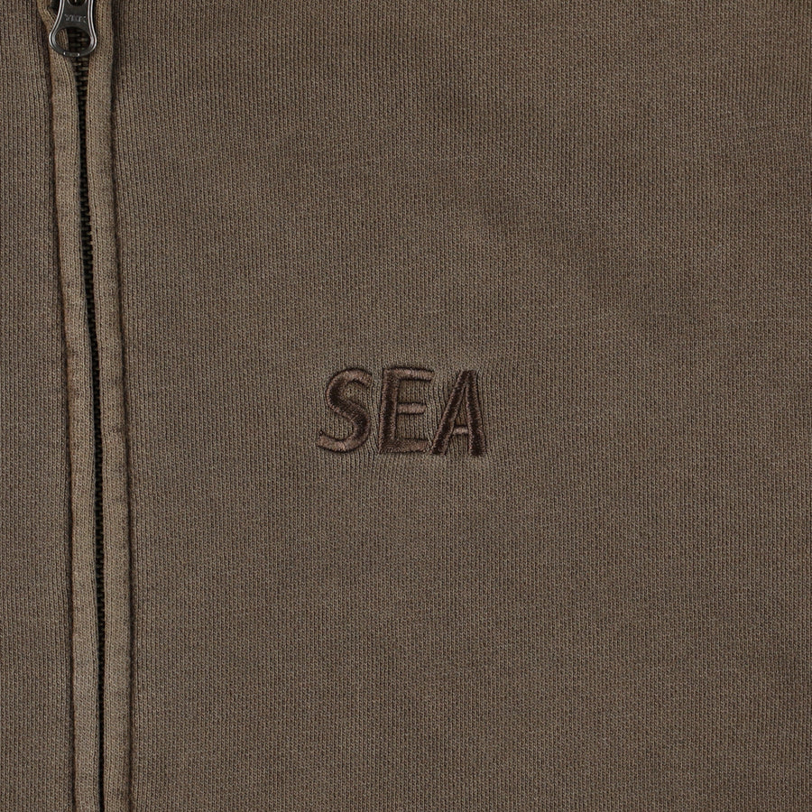 SEA PIGMENT ZIP UP SWEATSHIRT / BROWN