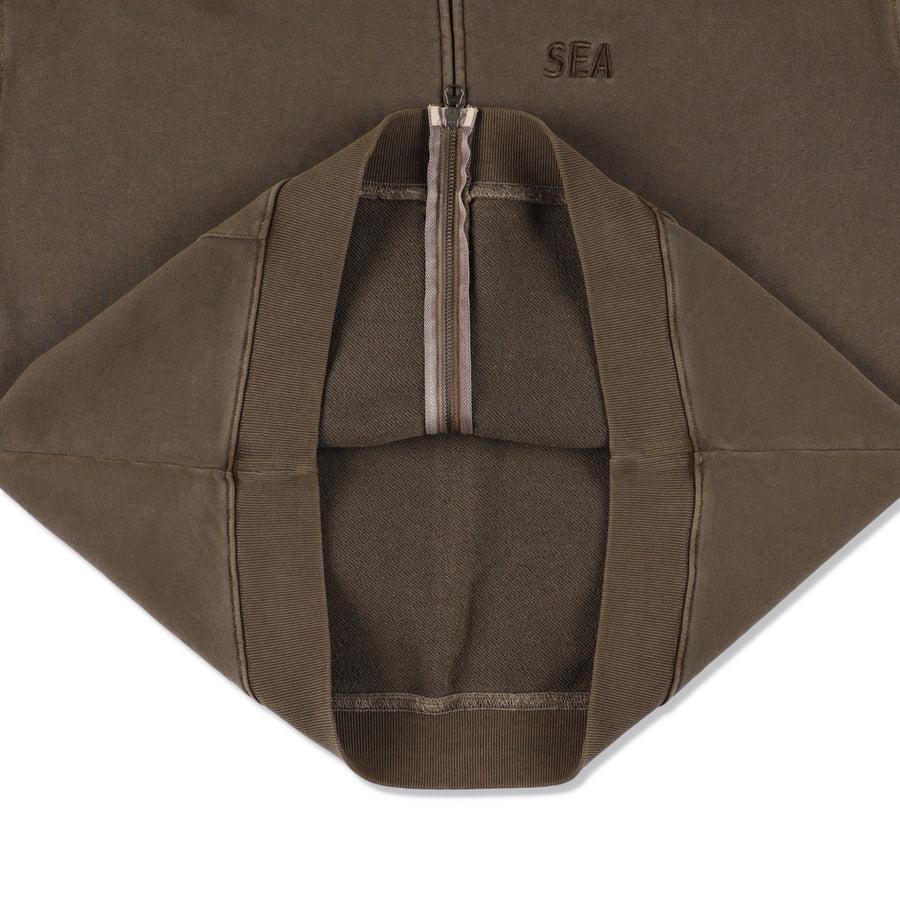 SEA PIGMENT ZIP UP SWEATSHIRT / BROWN