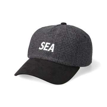 SEA LOGO SUEDE CHECK CAP / BLACK