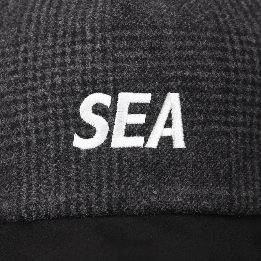 SEA LOGO SUEDE CHECK CAP / BLACK