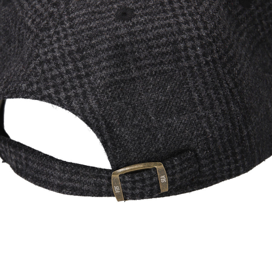 SEA LOGO SUEDE CHECK CAP / BLACK