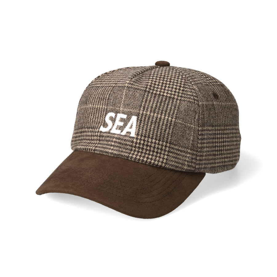 SEA LOGO SUEDE CHECK CAP / BROWN