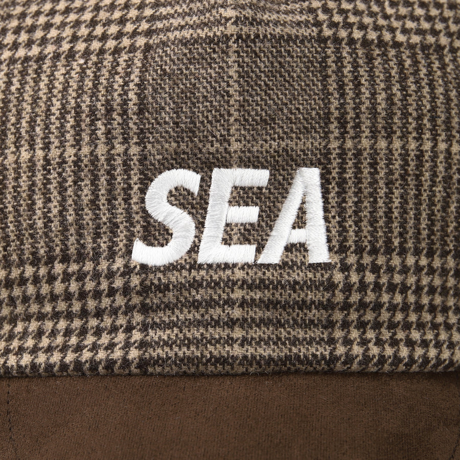 SEA LOGO SUEDE CHECK CAP / BROWN