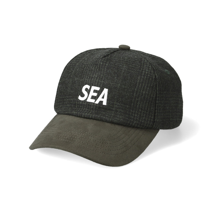 SEA LOGO SUEDE CHECK CAP / GREEN