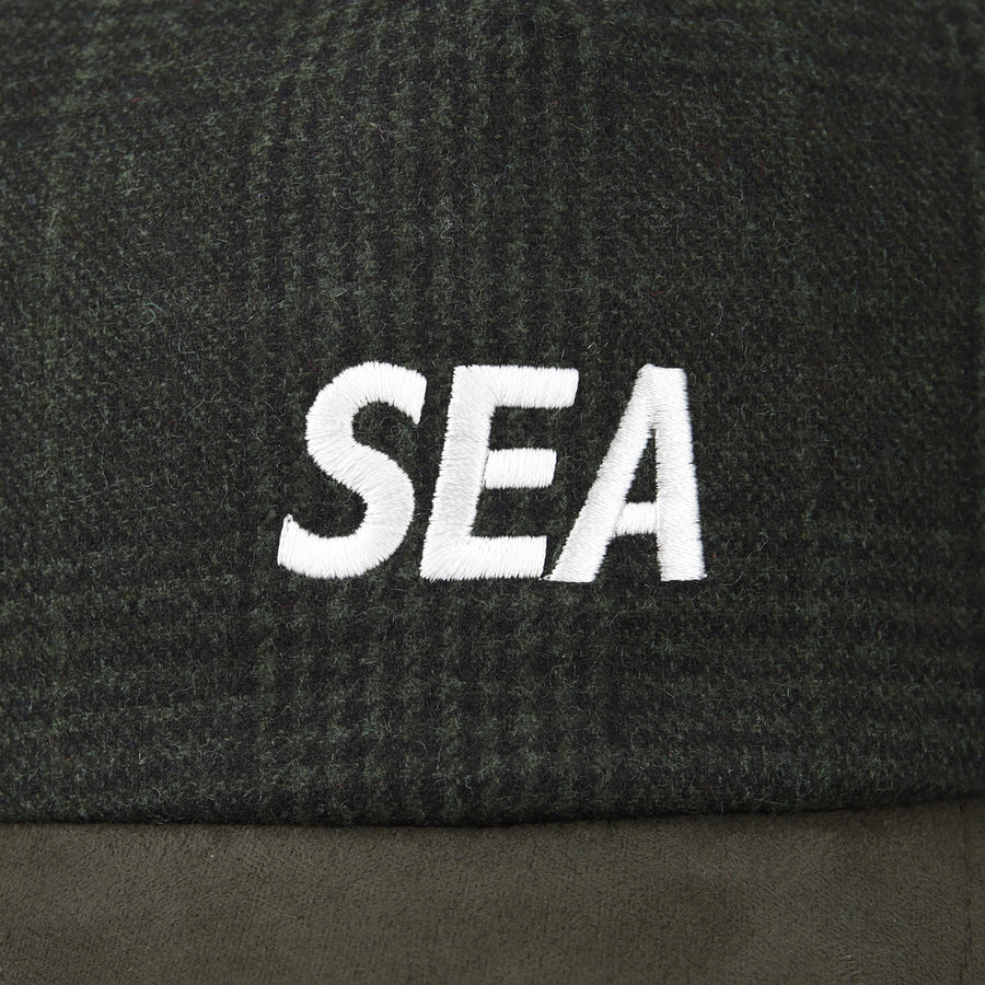 SEA LOGO SUEDE CHECK CAP / GREEN