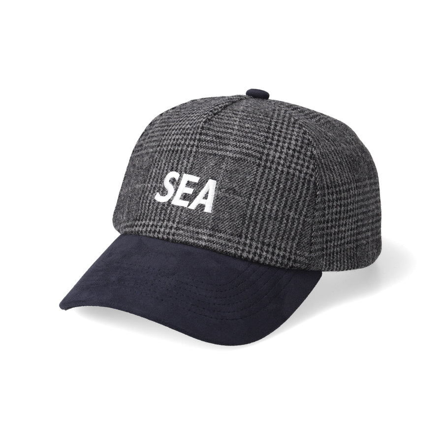 SEA LOGO SUEDE CHECK CAP / NAVY