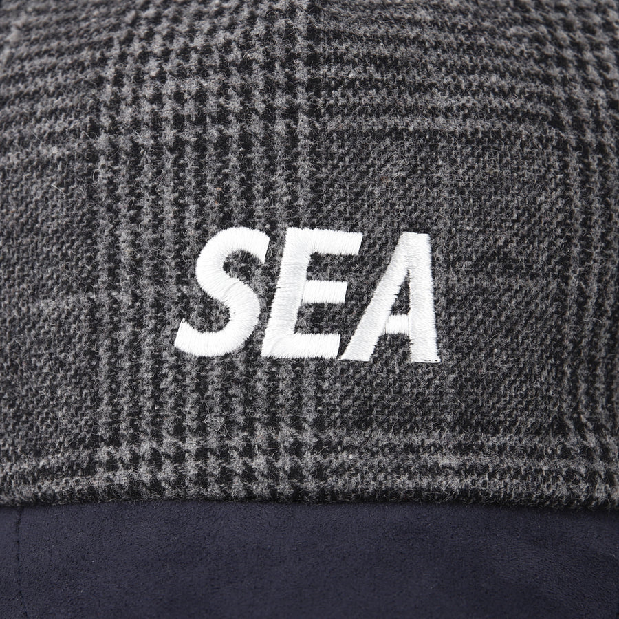 SEA LOGO SUEDE CHECK CAP / NAVY