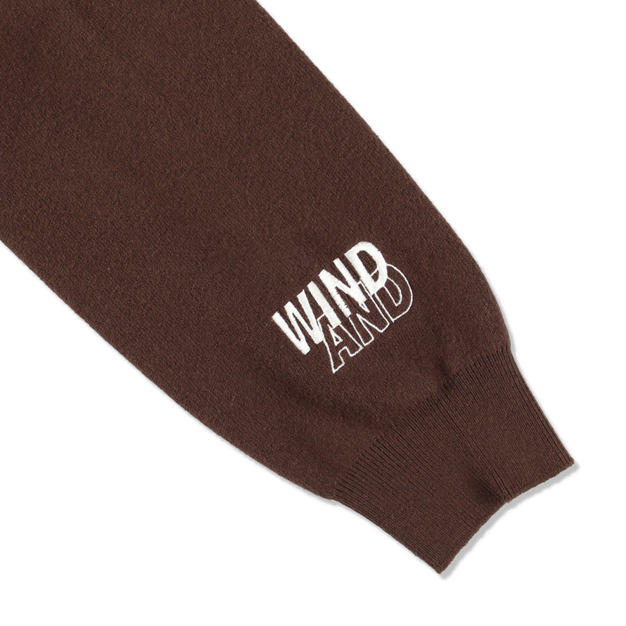 HALF ZIP COTTON CASHMERE KNIT / BROWN