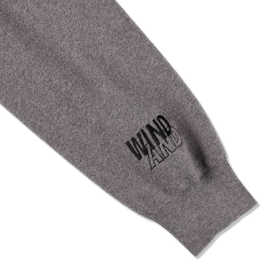 HALF ZIP COTTON CASHMERE KNIT / GRAY