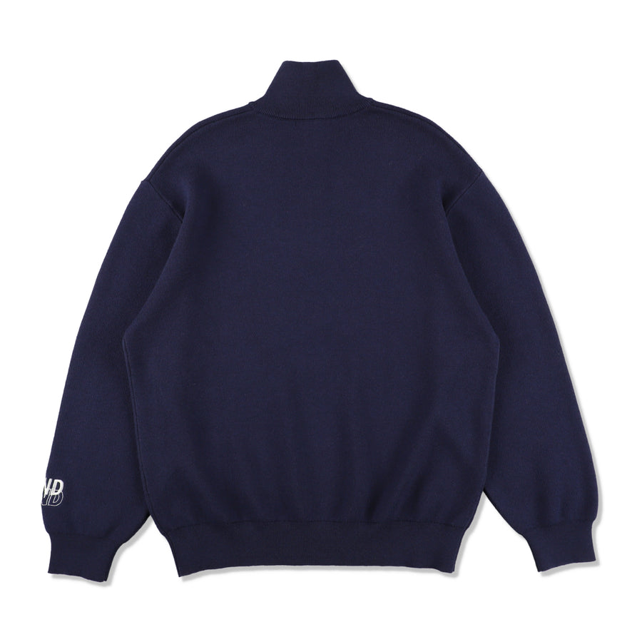 HALF ZIP COTTON CASHMERE KNIT / NAVY