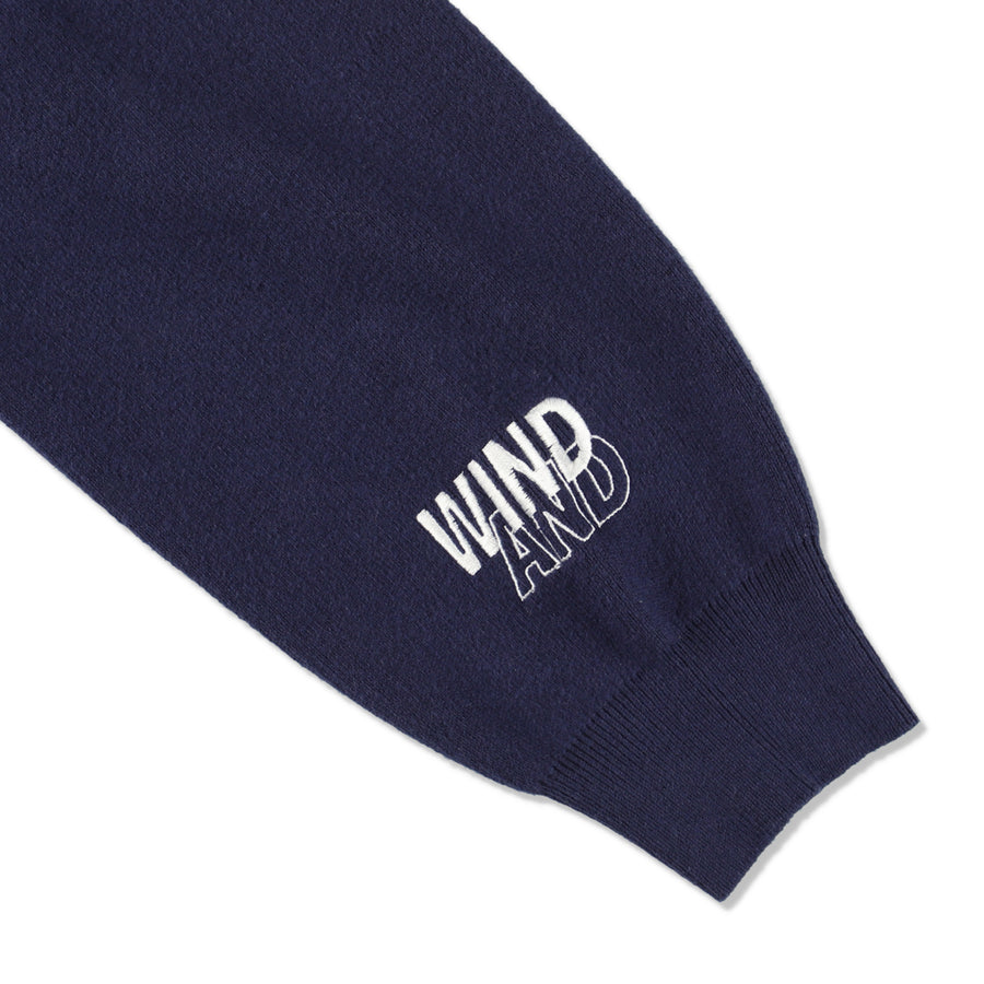 HALF ZIP COTTON CASHMERE KNIT / NAVY