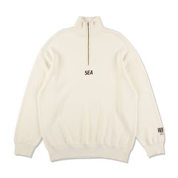 HALF ZIP COTTON CASHMERE KNIT / OFF_WHITE