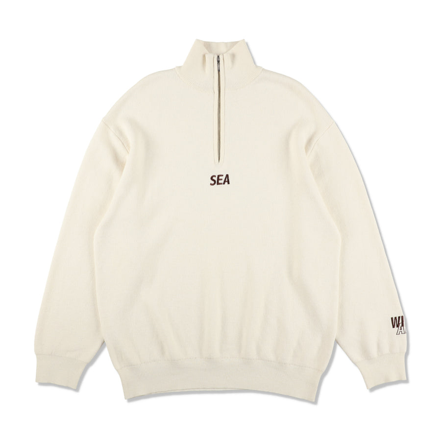 HALF ZIP COTTON CASHMERE KNIT / OFF_WHITE