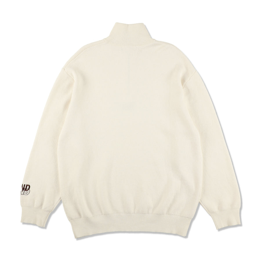 HALF ZIP COTTON CASHMERE KNIT / OFF_WHITE